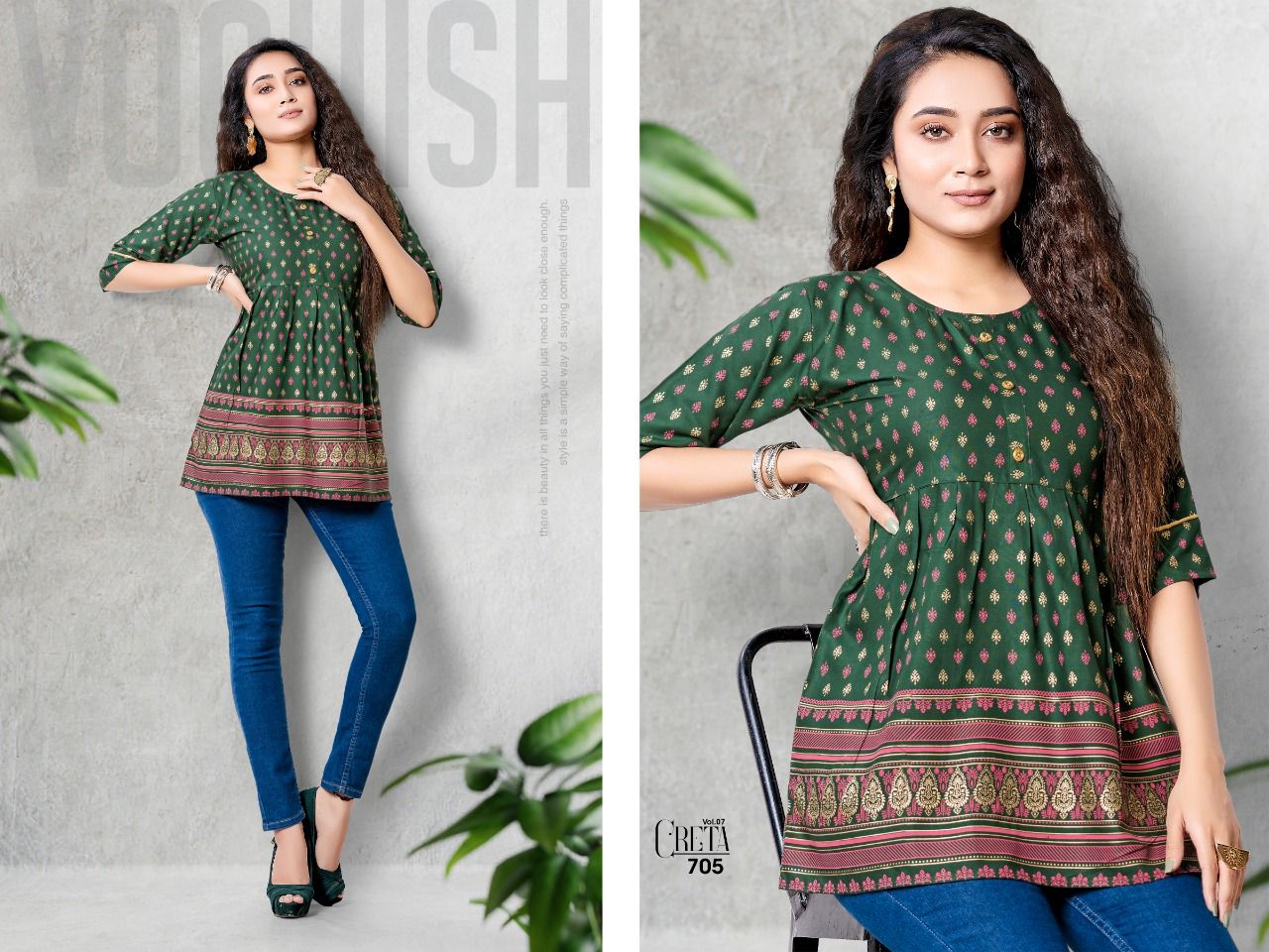 Golden Creta 7 Designer Ethnic Wear Rayon Ladies Top Collection